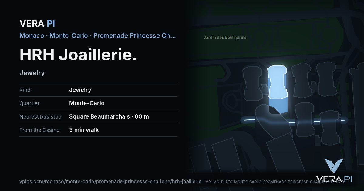 The VERA PI card for HRH Joaillerie