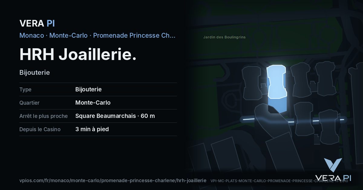 La carte VERA PI de HRH Joaillerie
