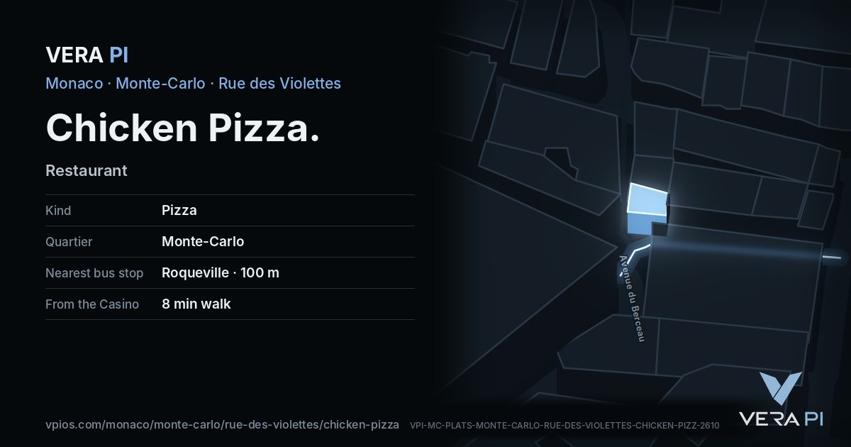 The VERA PI card for Chicken Pizza